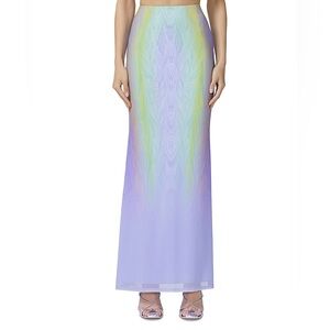 Bloomingdale's Pastel Placed Citrus Swirl Maxi Skirt